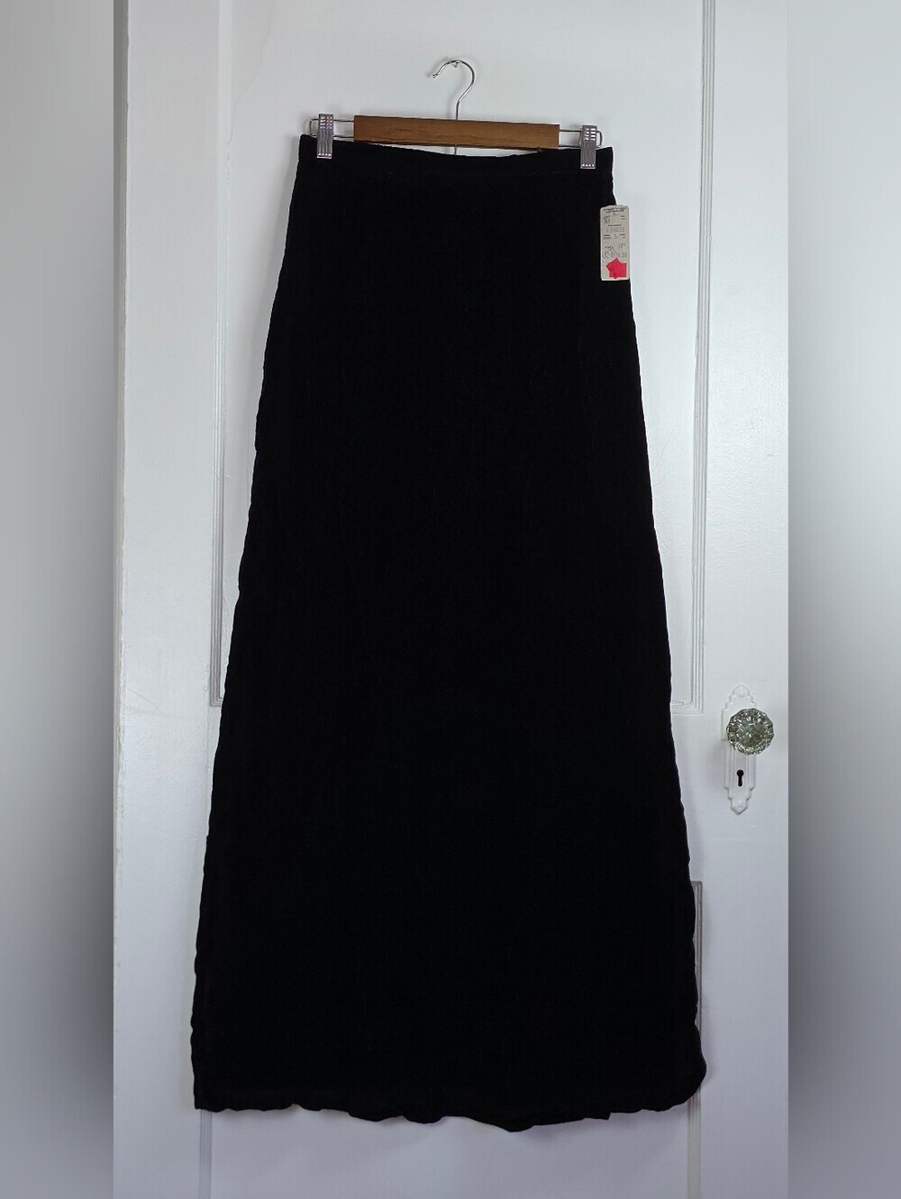 Vintage Three Flaggs Black Velvet A-Line Maxi Skirt NEW with Tag 6 Small